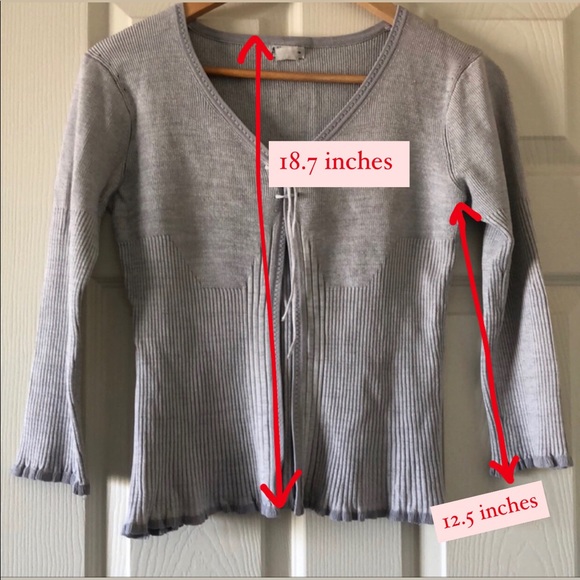 AK Collection Grey Cardigan Ruffled Sleeves & Hem - Picture 6 of 6